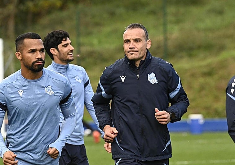 Sergio, en el entrenamiento de este jueves en Zubieta