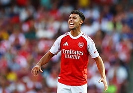Zubimendi, en su debut con el Arsenal en la Premier.