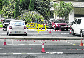 Imagen de archivo de cuando Movilidad comezó a pintar las plazas reservadas en Amara Berri.