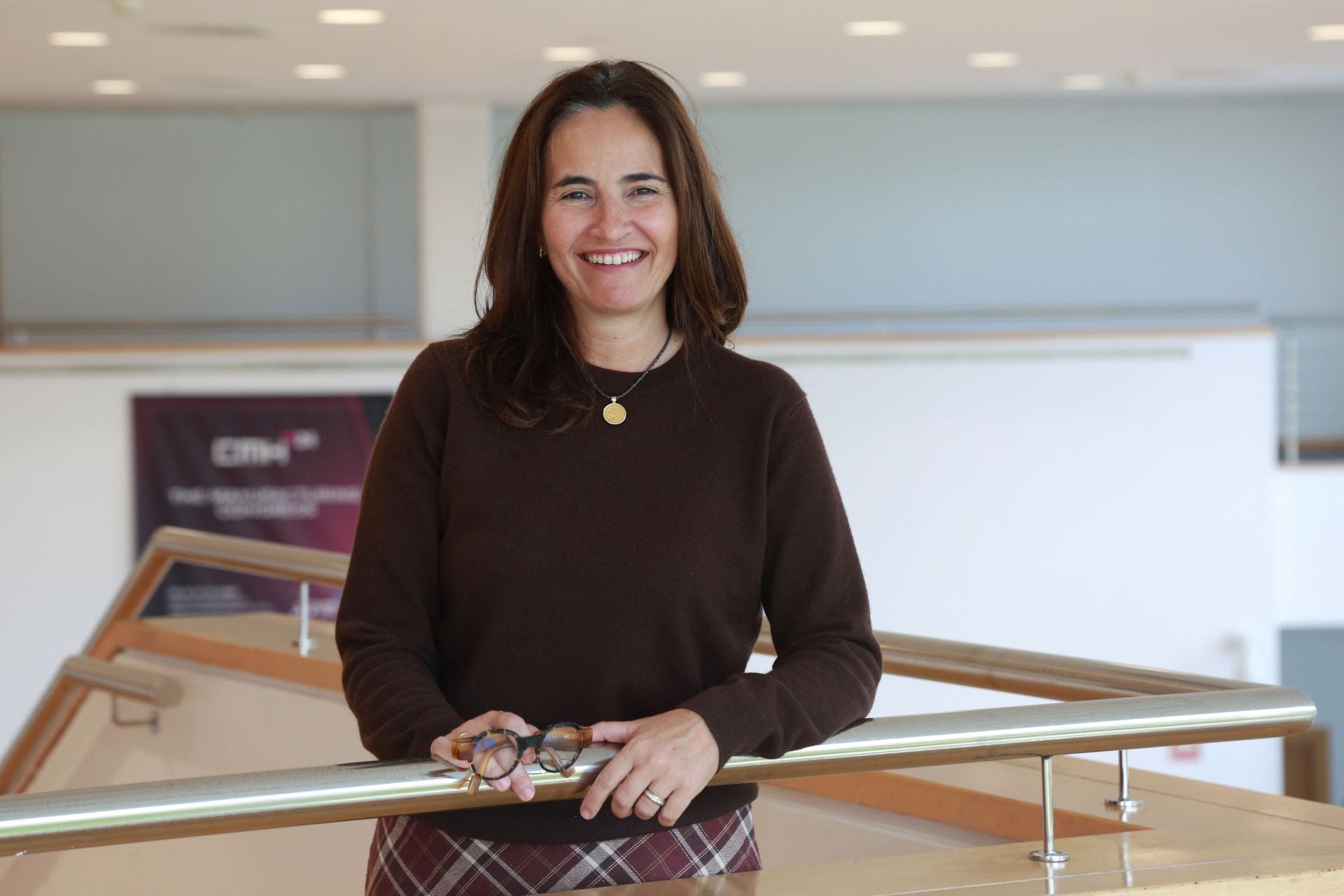 Nerea Aranguren, en el parque de Miramón, durante el congreso de máquina herramienta.