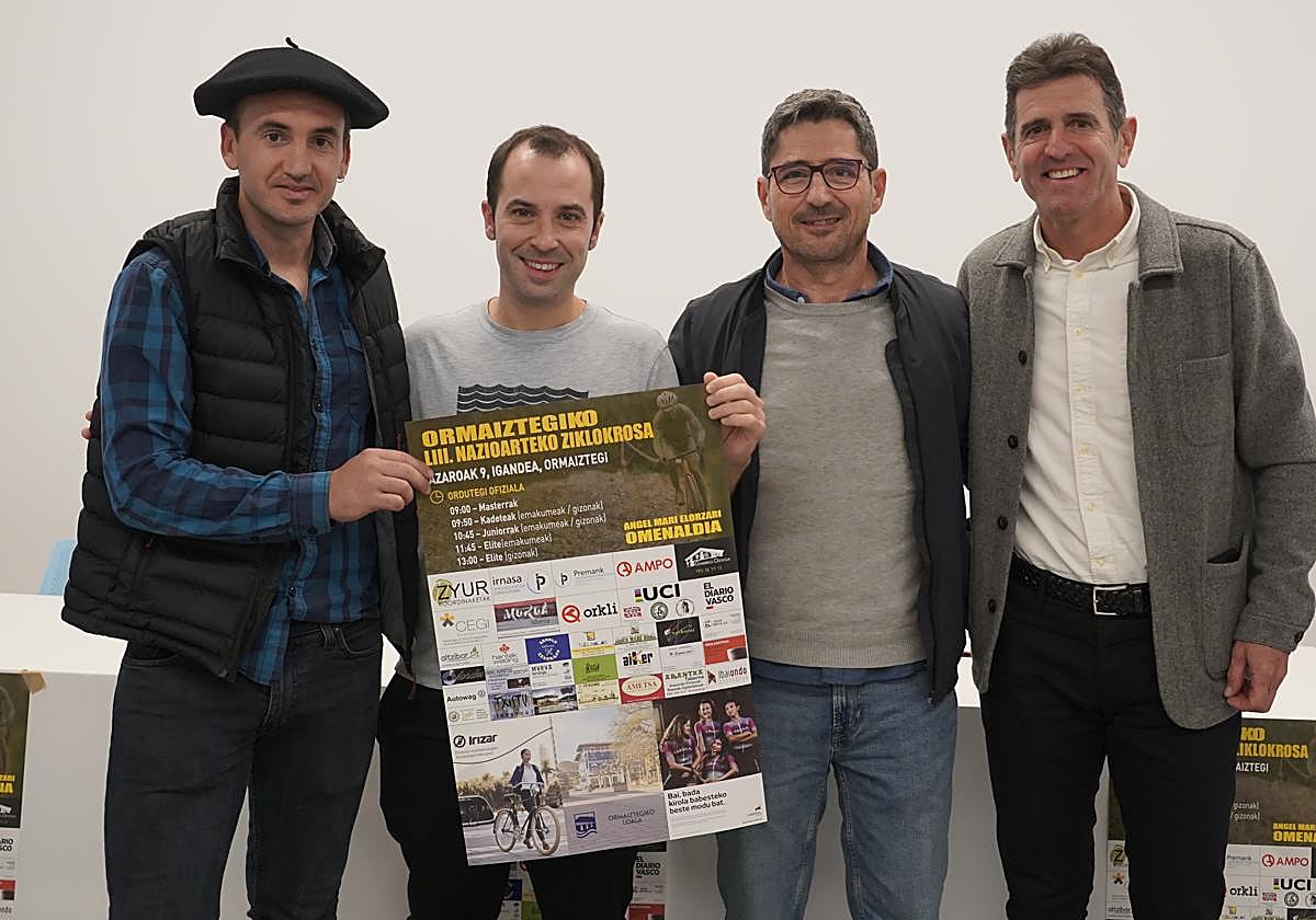 Gorka Izagirre, Unai Galarraga, Jon Enrique y Abraham Olano en la presentación de la prueba.