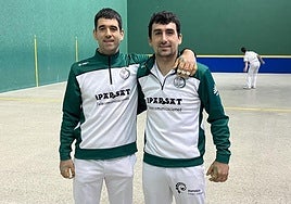 Aranguren y Santxo antes del partido de semifinales.