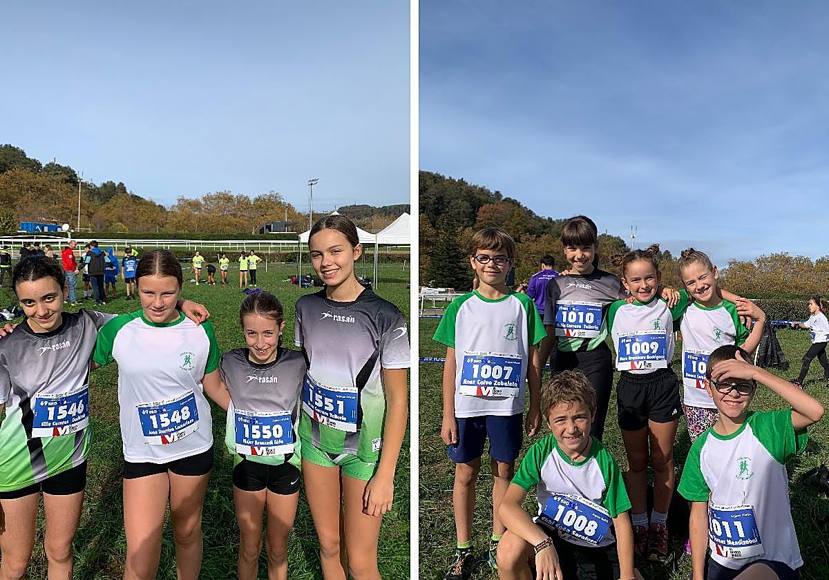 Infantiles y benjamines del club Atletas Argixao en su reciente debut en el Cross Internacional de San Sebastián.