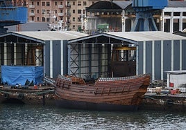 La nao San Juan, atracada ayer en los Astilleros Zamakona de Pasaia.