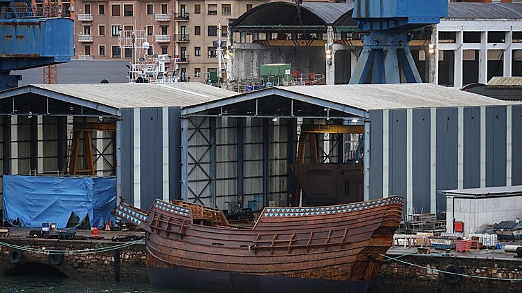La nao San Juan, atracada ayer en los Astilleros Zamakona de Pasaia.