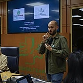 Aitor Bedialauneta, presidente de Euskal Gorrak, durante su intervención en la Comisión de Salud del Parlamento Vasco.