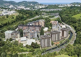 Fotomontaje de Añorga Txiki con los tres primeros bloques de viviendas que se construirán.