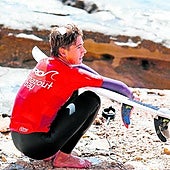 Hans Odriozola, una vez finalizada una manga en el campeonato que ganó en Taghazout (Marruecos).