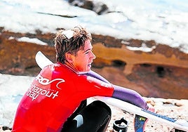 Hans Odriozola, una vez finalizada una manga en el campeonato que ganó en Taghazout (Marruecos).