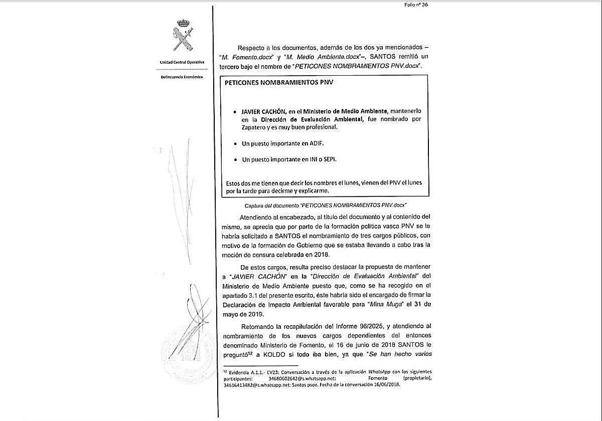 La UCO revela que el PNV pidió mantener en el Gobierno a un cargo clave para los negocios de Cerdán