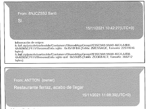 Conversación cifrada entre Antxon, 'El Guipuchi' y Cerdán.