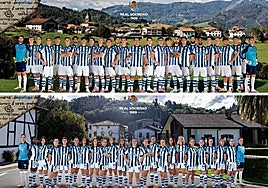 Los dos pósters, con Altzo, localidad ubicada en Tolosaldea, de fondo.