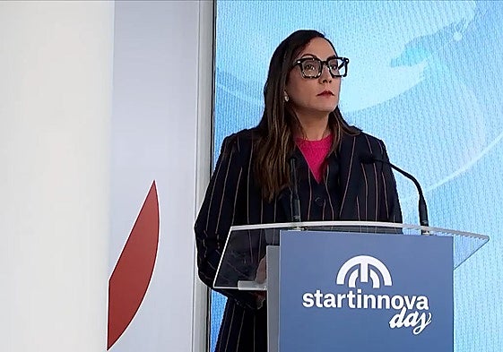 La consejera Pedrosa, durante su intervención en la jornada STARTinnova en DV Gunea.