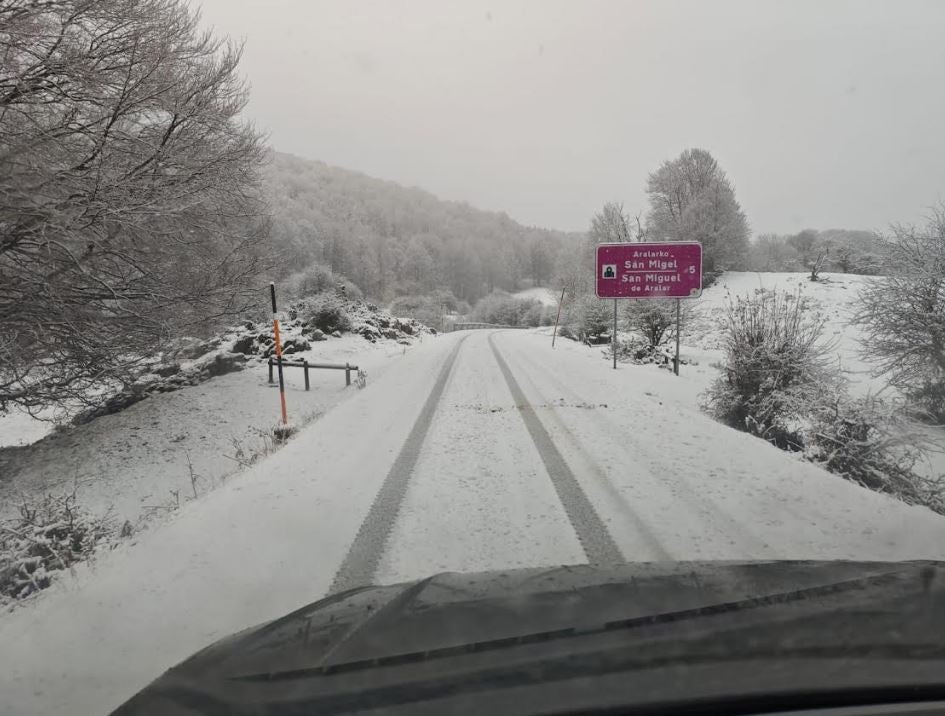 La nieve se suma a los chubascos por la masa de aire ártico en Gipuzkoa