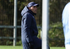 Sergio, en el entrenamiento de esta mañana.