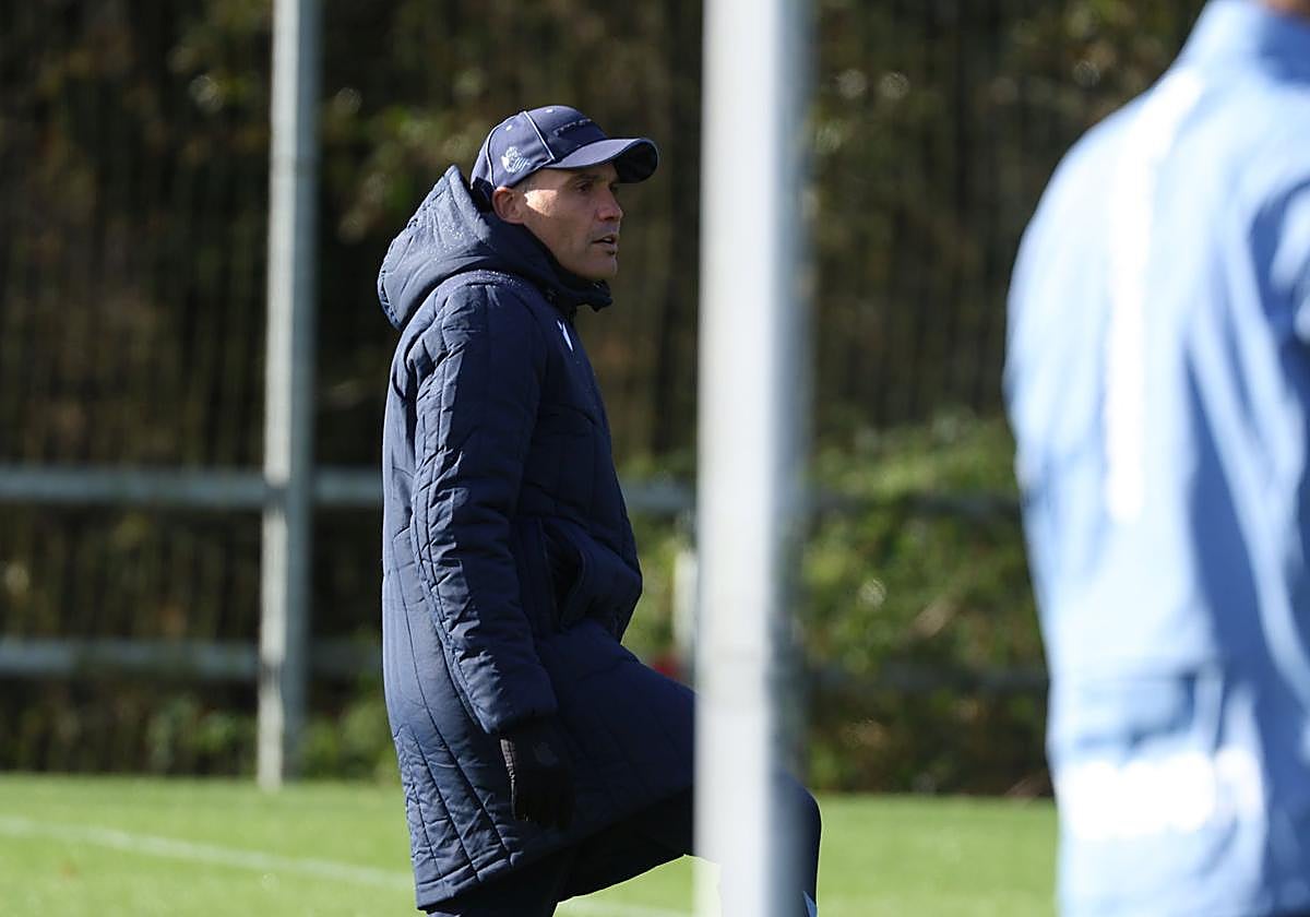 Sergio, en el entrenamiento de esta mañana.