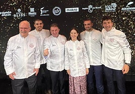 Subijana, Javi Rivero, Berasategui, Elena Arzak, Gorka Rico y Eneko Atxa, en la gala del año pasado en Murcia.