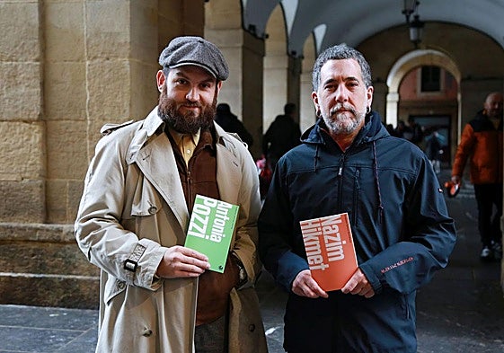 Joannes Jauregi eta Gotzon Barandiaran, agerraldiaren aurretik.