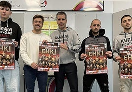 Yuri Mendizabal, Inaxio Illarramendi, Asier Garayar, Aritz Irureta y Jokin Elizalde en la presentación de la velada de este sábado.