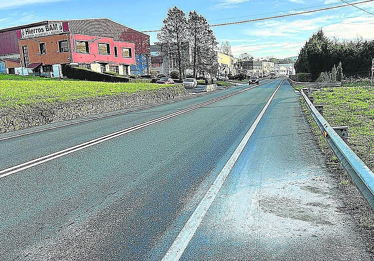 Tramo de la N-634 en el que se produjo el atropello, en Berriz.
