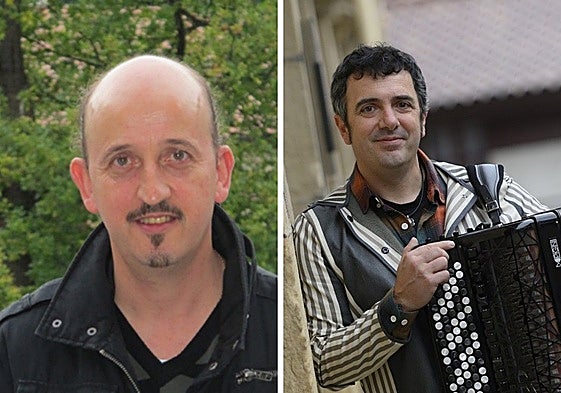 Andoni Salamero poeta eta Aitor Furundarena soinujolea.