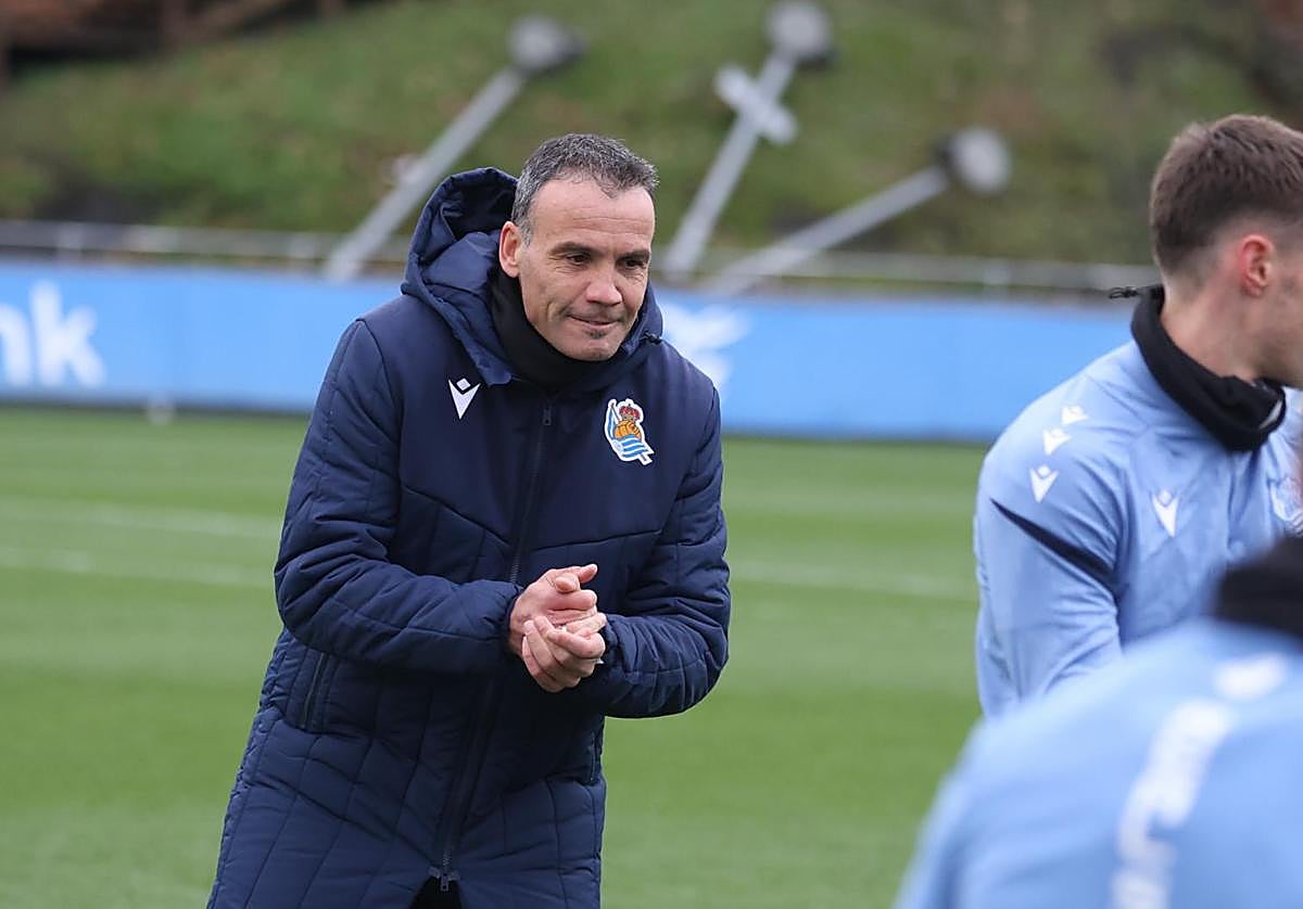 Sergio Francisco, en el entrenamiento de este martes en Zubieta