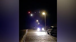 El helicóptero de la Ertzaintza, de noche en pleno operativo.