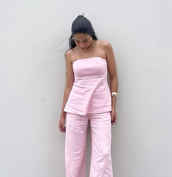 'Total look' rosa pastel.