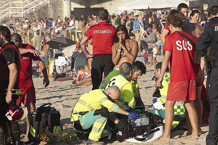 Fallece ahogado un joven de 22 años tras caer al agua en la punta del Monpás, en la playa de Zurriola