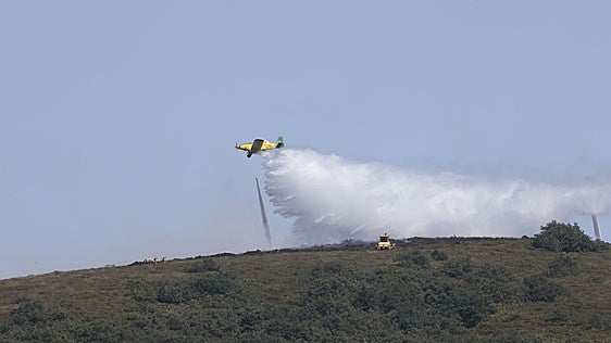 Un incendio calcina ocho hectáreas de pinos y maleza en Eskoriatza