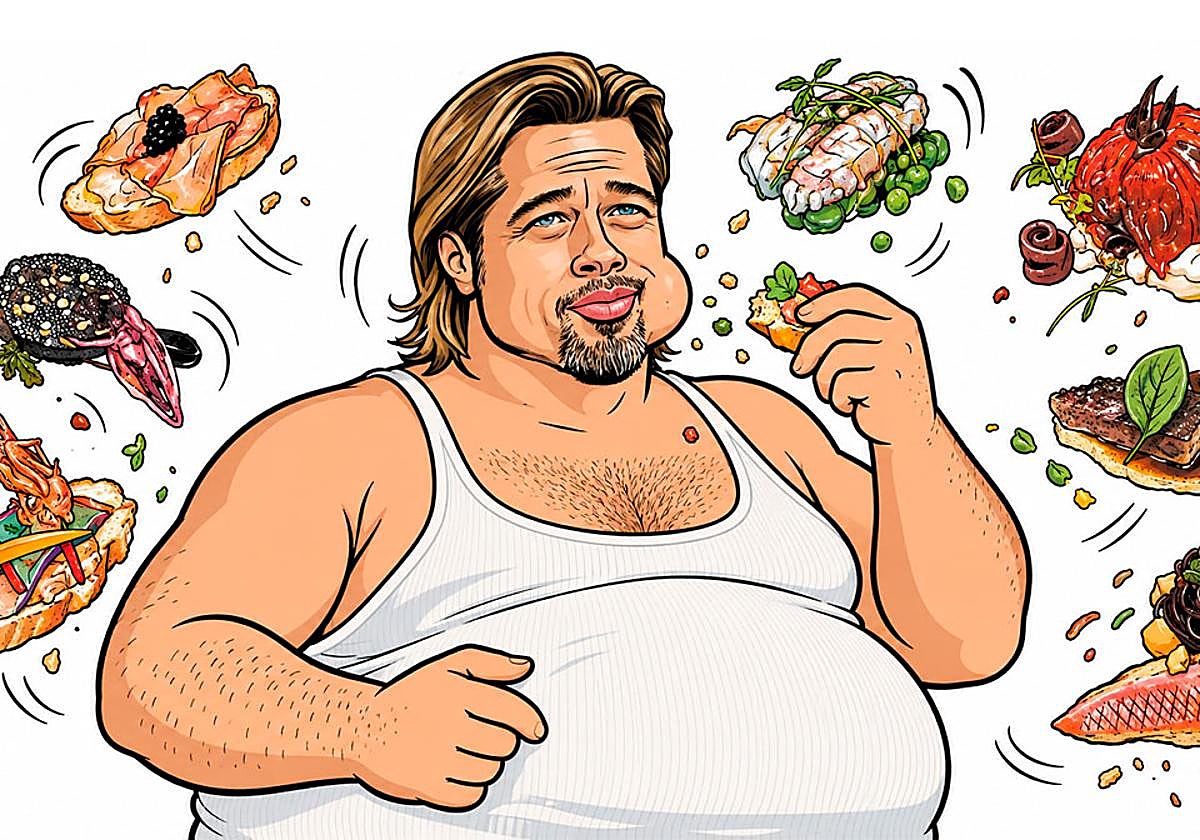 Brad Pitt, que no para de comer en sus pelis, viene a la capital mundial de la gastronomía.. ¡¡Qué peligro!!