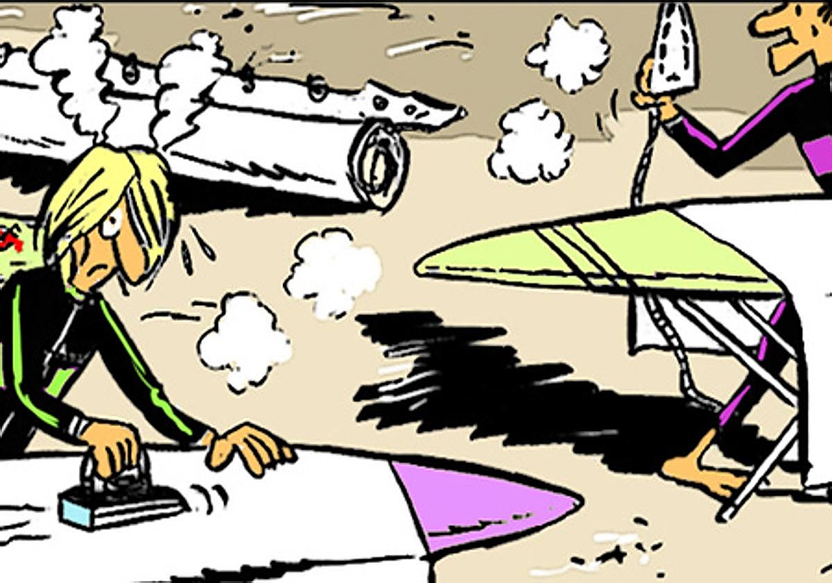 Pluriempleo surfista: A falta de olas, planchado de velas