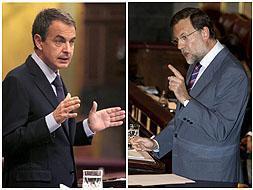 José Luis Rodríguez Zapatero y Mariano Rajoy, durante el Pleno del Congreso.