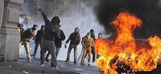 Disturbios en Roma empañan la protesta 'indignada' mundial