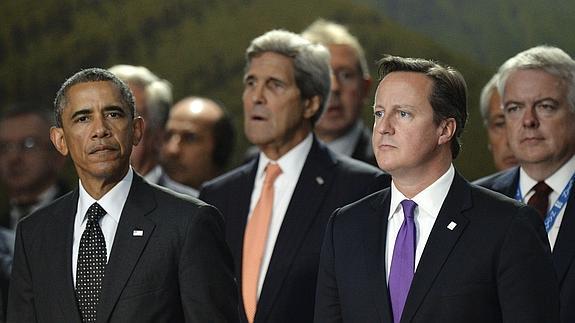 Obama, Kerry y Cameron.
