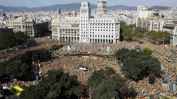 Imagen de la concentración de ayer en Barcelona 
