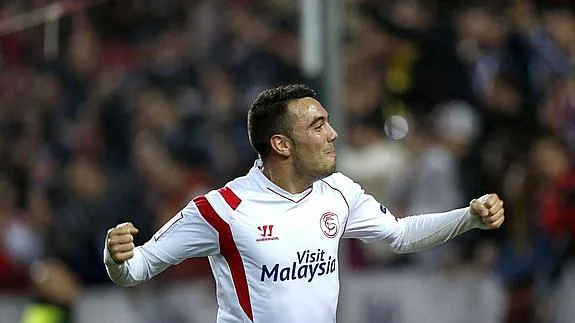 Iago Aspas celebra su gol. 