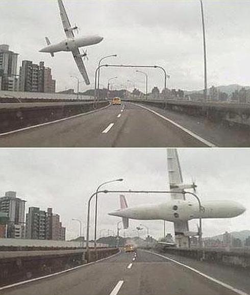 El avión de TransAsia antes de estrellarse.