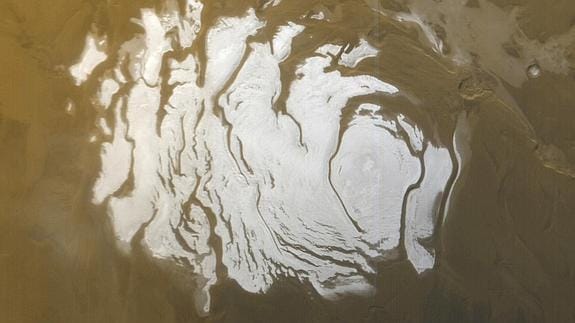 Una imagen de un casquete polar de Marte.
