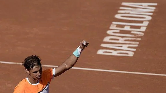 Rafa Nadal celebra su victoria en Barcelona. 