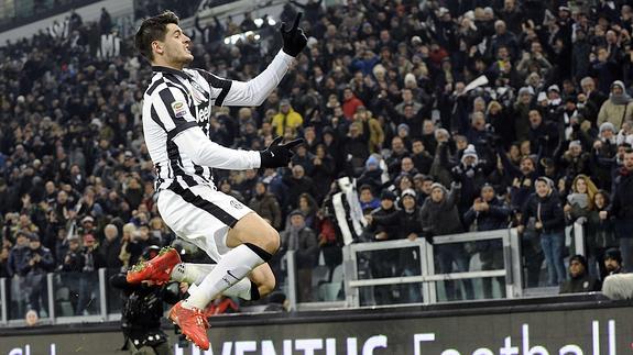 Morata celebra un gol con la Juventus. 
