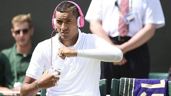 Kyrgios se prepara para su partido ante Gasquet. 