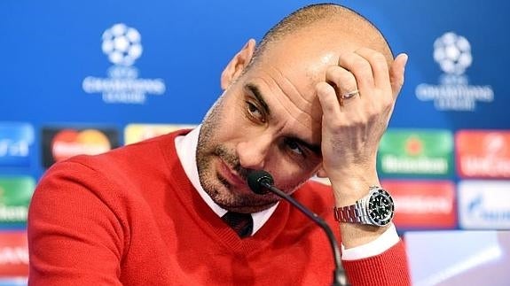 Pep Guardiola durante una rueda de prensa del Bayern. 