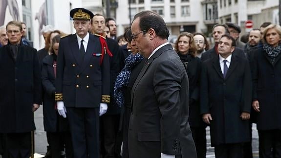 Hollande, durante el acto de homenaje. 