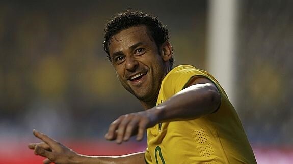 Fred, durante un partido de Brasil. 