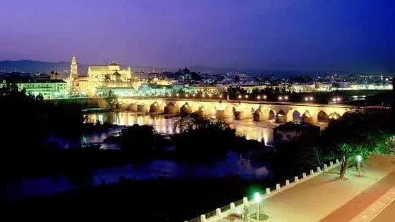 Vista nocturna de la ciudad de Córdoba. 