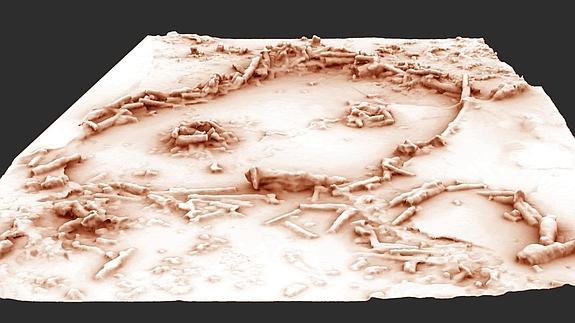 Recreación 3D de las estructuras de la cueva de Bruniquel.