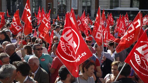 Vista general de la concentración que ha tenido lugar en la Puerta del Sol de Madrid.