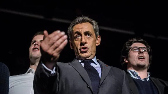 Sarkozy durante un acto de campaña 