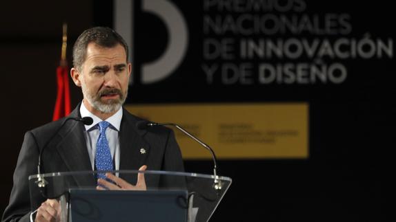 El Rey, en su intervención en los Premios de Innovación y de Diseño. 